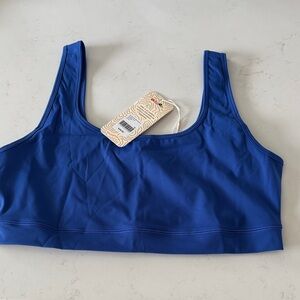 Women's Blue Scoop Neck Sports Bralette -  Comfort Fit